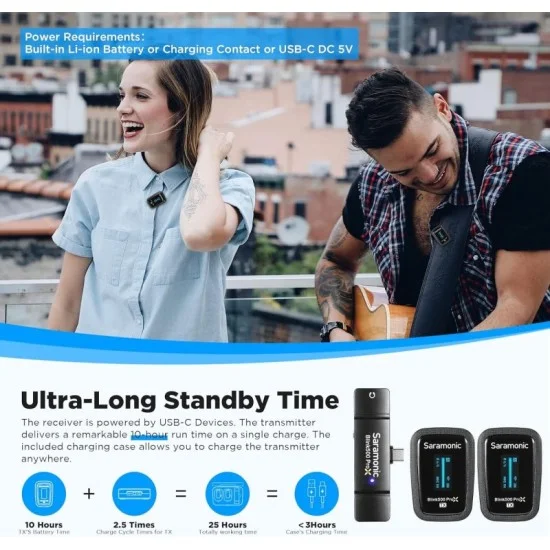 Saramonic Type-C 2.4G Dual Channel Wireless Microphone with Charging Case